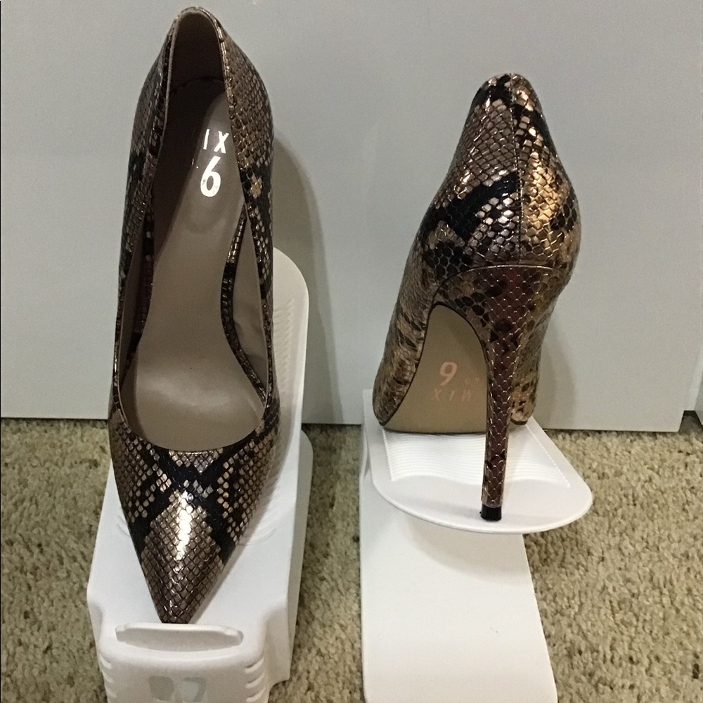 mix no 6 rose gold snake skin heels